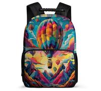 TPISLI Boys Hot-air Balloon Backpack 7-11 Year Olds Colorful Landscape Rucksack for Kids and Teens Primary Classes, Soft Felt Details Sturdy Handle Daily Essentials