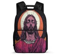 TPISLI Boys Jesus Pattern School Backpack Primary Age 6-11 Jesus Christian Rucksack for Girls Boys Junior School, Adjustable Straps Padded Back Outdoor Day Trips