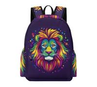 TPISLI Boys Lion Motif Bag for Boys Girls 8-12 Middle Animal Illustration School Backpack With Side Pocket for Teenage Primary School