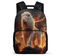 TPISLI Boys Lion Pattern Backpack for School, Animal Motif Rucksack Primary Age 6-11, Sturdy Book Bag, Soft Felt Details, Short Trips, Everyday Use