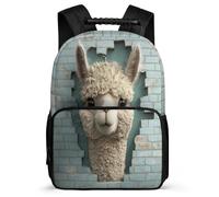 TPISLI Boys Llama Print Backpack for School Animal Motif Bookbag School Years 2-5 Primary Classes, Adjustable Straps Soft Felt Details Daily Essentials