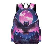 TPISLI Boys Owl Moon Pattern School Backpack Girls Rucksack Bird Ages 10-16 Book Bag for Senior Classes, Trendy 13.3 Inch Laptop Rucksack for Autumn Trip and Study Days