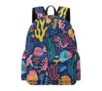TPISLI Boys Rucksack Fish Girls School Backpack Ocean Animals Age 7-13 Bag for Daily Classes, Fashion 15.6 Inch Laptop Backpack for Travel and Daily Use and Outdoor Study Days