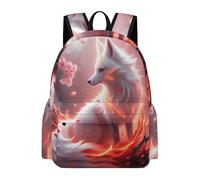 TPISLI Boys Rucksack Fox Pattern Girls School Backpack Animal Fox Year 3-6 Bag for Primary Classes, Stylish 14 Inch Laptop Bag for Spring Outing and Daily Classes