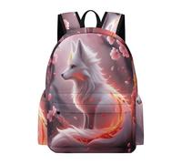 TPISLI Boys Rucksack Fox Printed Girls School Backpack Animal Fox Age 7-13 Bag for Daily Classes, Fashion 14 Inch Laptop Bag for Spring Outing and Daily Classes