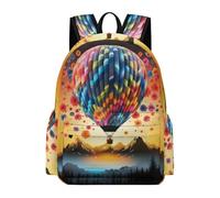 TPISLI Boys Rucksack Hot Air Balloon Girls School Backpack Flowers Year 3-6 Bag for Primary Classes, Stylish 14 Inch Laptop Bag for Spring Outing and Daily Classes