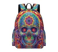 TPISLI Boys Rucksack Skull Printed Girls School Backpack Skeleton Age 7-13 Bag for Daily Classes, Fashion 14 Inch Laptop Bag for Spring Outing and Daily Classes