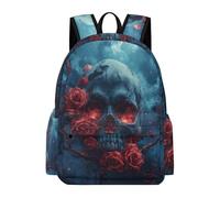 TPISLI Boys Rucksack Skull Rose Pattern Girls School Backpack Skeleton Year 4-7 Bag for Primary Classes, Fashion Travel Bag for Books, Lessons and Travel and Outdoor Study Days
