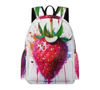 TPISLI Boys Rucksack Strawberry Pattern Girls School Backpack Fruit Theme 9-13 Years Bag for Daily Classes, Stylish 13.3 Inch Laptop Rucksack for Day Trips and Birthday Gift