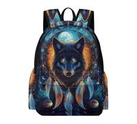 TPISLI Boys Rucksack Wolf Dreamcatcher Girls School Backpack Wolves 9-13 Years Bag for Daily Classes, Stylish 13.3 Inch Laptop Rucksack for Day Trips and Birthday Gift