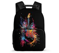 TPISLI Boys Singer Music Lover Daypack Primary Age 6-11 Guitar Design Backpack for Kids and Teens Primary School, Soft Felt Details Side Pockets Outdoor Day Trips