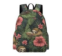 TPISLI Boys Sloth Flowers Pattern Backpack Girls Animal Print Back pack Year 7-10 Cool Durable for Autumn Trip Travel Birthday Gift, 14 Inch Laptop Backpack Outdoor Activity