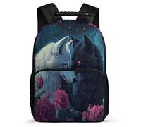 TPISLI Boys Wolf Motif School Bag Primary Age 6-11 Animal Wolves Rucksack for Boys Girls Primary Classes, Soft Felt Details Lightweight Back to School Gift