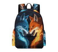 TPISLI Boys Wolf Pattern School Backpack Girls Rucksack Animal Wolves Ages 7-11 Book Bag for Junior School, Durable 14 Inch Laptop Bag for Outdoor Trips and Classes