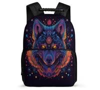 TPISLI Boys Wolf School Backpack Primary Age 6-11 Animal Wolves Rucksack for Girls Boys Junior School, Adjustable Straps Padded Back Outdoor Day Trips
