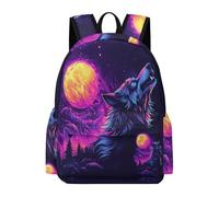 TPISLI Boys Wolve Illustration Backpack Children's School Bookbag Travel Bag Animal Wolf Design Rucksack Large Capacity Travel Rucksack Student School Bookbag for Kids Boys Girls