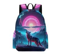 TPISLI Boys Wolves Print School Backpack Girls Rucksack Animal Wolf Ages 10-16 Book Bag for Senior Classes, Trendy 13.3 Inch Laptop Rucksack for Autumn Trip and Study Days