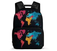 TPISLI Boys World Map Design Backpack for School Bookbag School Years 2-5 Primary Classes, Adjustable Straps Soft Felt Details Daily Essentials