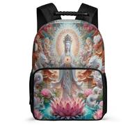 TPISLI Buddha Lotus Backpack Primary Classes for Boys Girls Age 7-12 Buddhism Backpack Kids and Teens, Sturdy Handle Adjustable Straps Back to School Gift
