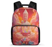 TPISLI Buddha Motif School Backpack for Students Year 3-6 Buddhism Style Rucksack for Kids and Teens Year 3-6, Soft Felt Details Durable Outdoor Day Trips