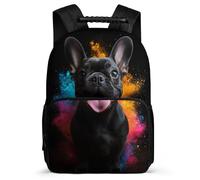 TPISLI Bulldog Dog Pattern Backpack for Kids and Teens Age 7-12 Puppy Print School Bag for Boys Girls Junior School, Sturdy Handle Soft Felt Details Outdoor Day Trips