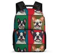 TPISLI Bulldog Dog Pattern Rucksack for Children Primary Age 6-11, Animal Puppy Print Bookbag for Boys Girls, Durable Backpack, Side Pockets, Padded Back, Travel Daily Use