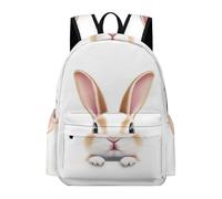 TPISLI Bunny Motif Daypack Kids Ages 7-10 Animal Rabbit Rucksack Students Year 10 Trendy Modern 14 Inch Laptop Rucksack Primary to Secondary Travel Gift Everyday Use