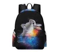 TPISLI Bunny School Bag for Boys Girls 9-14 Years Old Backpack Animal Rabbit Rucksack for Study Days, Practical 13.3 Inch Laptop Rucksack for Autumn Trip and Study Days