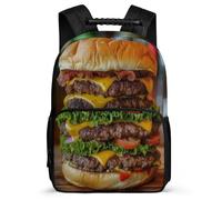 TPISLI Burger Print School Backpack for Boy Girl Aesthetic Kids Bookbag Food Pattern Backpack for Elementary Middle Students 15.7inch Book Bags Back to School Gifts