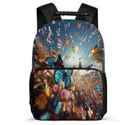 TPISLI Butterflies 3D Print School Bag for Kids and Teens Ages 6-10 Butterfly Daypack for Girls Primary Classes, Adjustable Straps Side Pockets Back to School Gift