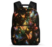 TPISLI Butterflies Daypack School Years 1-4 for Students Primary Age 6-11 Butterfly 3D Print Rucksack Girls Boys, Side Pockets Adjustable Straps Daily Essentials