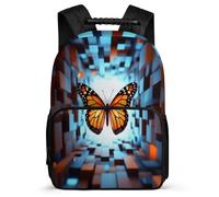 TPISLI Butterfly Backpack for Kids and Teens 8-12 Years 3D Print Rucksack for Kids and Teens Primary School, 1680D Fabric Adjustable Straps Short Trips