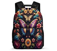 TPISLI Butterfly Motif School Bag Primary School for Kids and Teens Ages 6-10 Florals Backpack Boys Girls, Soft Felt Details Lightweight Outdoor Day Trips