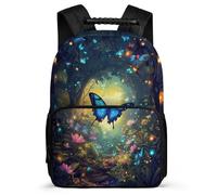 TPISLI Butterfly Print Backpack for Boys Girls School Years 1-4 3D Butterfly Backpack Primary Age 6-11 Boys, Soft Felt Details 1680D Fabric Back to School Gift