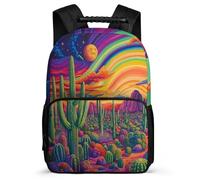 TPISLI Cactus Backpack for Kids School Years 2-5 Plant Pattern Rucksack for Students School Years 1-4, Adjustable Straps Sturdy Handle Outdoor Day Trips