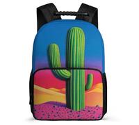 TPISLI Cactus Colorful Motif School Bag Primary Classes for Kids and Teens 6-11 Years Plants Pattern Backpack Girls Boys, 1680D Fabric Padded Back Outdoor Day Trips