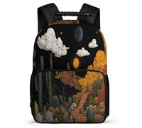 TPISLI Cactus Design School Bag Primary School for Kids and Teens Ages 6-10 Plants Print Backpack Boys Girls, Soft Felt Details Lightweight Outdoor Day Trips