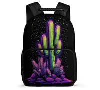 TPISLI Cactus Illustration School Backpack for Kids and Teens 7-11 Year Olds Plants Cacti Design Rucksack for Kids and Teens Year 2-5, Padded Back Soft Felt Details Back to School Gift