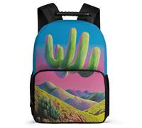 TPISLI Cactus Illustration School Backpack for Kids and Teens 7-11 Year Olds Plants Cacti Design School Bag for Kids and Teens Primary Classes, Sturdy Handle Lightweight Birthday Gift