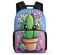TPISLI Cactus Illustration School Backpack Primary Classes for Girls 8-12 Years Plants Cacti Rucksack Kids and Teens, Padded Back Adjustable Straps Birthday Gift