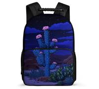 TPISLI Cactus Motif Backpack for Boys Girls School Years 2-5 Plants Pattern Rucksack for Students Year 2-5, Soft Felt Details Adjustable Straps Travel Daily Use