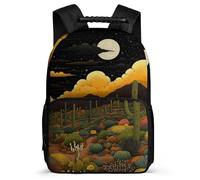 TPISLI Cactus Motif Bookbag for Children School Years 2-5 Plants Pattern Rucksack for Kids and Teens Junior School, 1680D Fabric Sturdy Handle Daily Essentials
