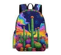 TPISLI Cactus Motif Bookbag Kids Age 10-14 Plant Theme Book Bag Boys 10-14 Year Olds Modern Durable 14 Inch Laptop Rucksack Secondary School Hiking Travel Daily Carry