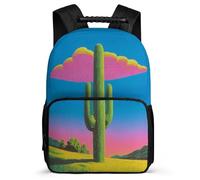 TPISLI Cactus Motif School Bag for Boys Girls Age 7-12 Plants Pattern Rucksack for Students Primary Classes, Padded Back Adjustable Straps Back to School Gift