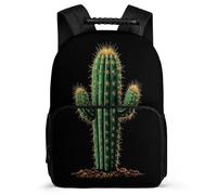 TPISLI Cactus Motif School Bag Primary Classes for Kids and Teens 6-11 Years Plants Cacti Design Backpack Girls Boys, 1680D Fabric Padded Back Outdoor Day Trips