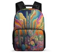 TPISLI Cactus Pattern Backpack for Children 7-11 Year Olds Plants Cacti Daypack for Boys Primary School, Adjustable Straps Soft Felt Details Travel Daily Use