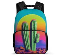 TPISLI Cactus Pattern Rucksack for Boys Girls Junior School Plants Cacti Bookbag Age 5-10 Kids and Teens, Soft Felt Details Sturdy Handle Outdoor Day Trips