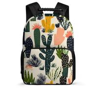 TPISLI Cactus Pattern School Backpack for Kids and Teens Year 3-6 Plants Cacti Bookbag Primary Age 6-11 Girls, Sturdy Handle Side Pockets Travel Daily Use