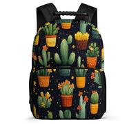 TPISLI Cactus Pattern School Backpack Year 3-6 for Kids and Teens 8-12 Years Plants Cacti Motif Bookbag Kids and Teens, Soft Felt Details Sturdy Handle Outdoor Day Trips