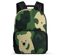 TPISLI Camouflage Bear Design Backpack for Girls 6-11 Years Camo Bookbag for Kids and Teens Primary School, 1680D Fabric Adjustable Straps Daily Essentials